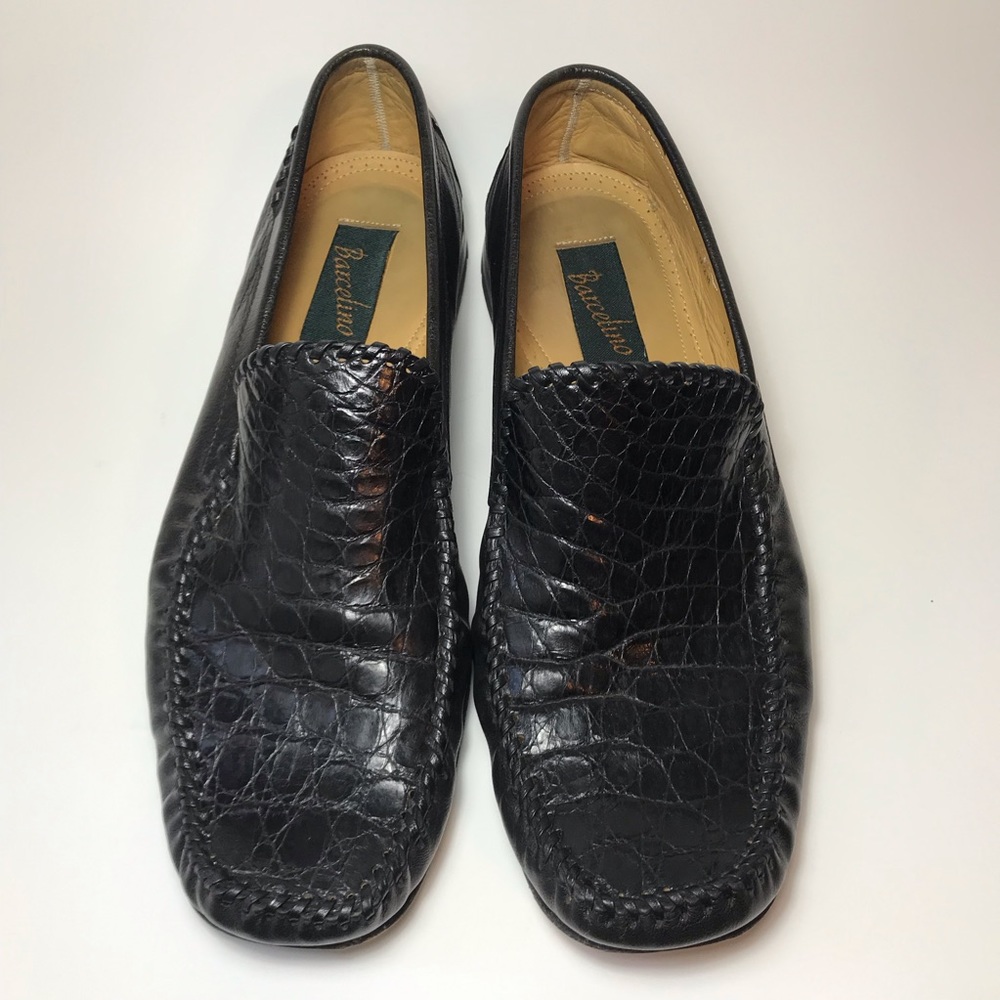 Genuine Crocodile Loafer In Black- size 12